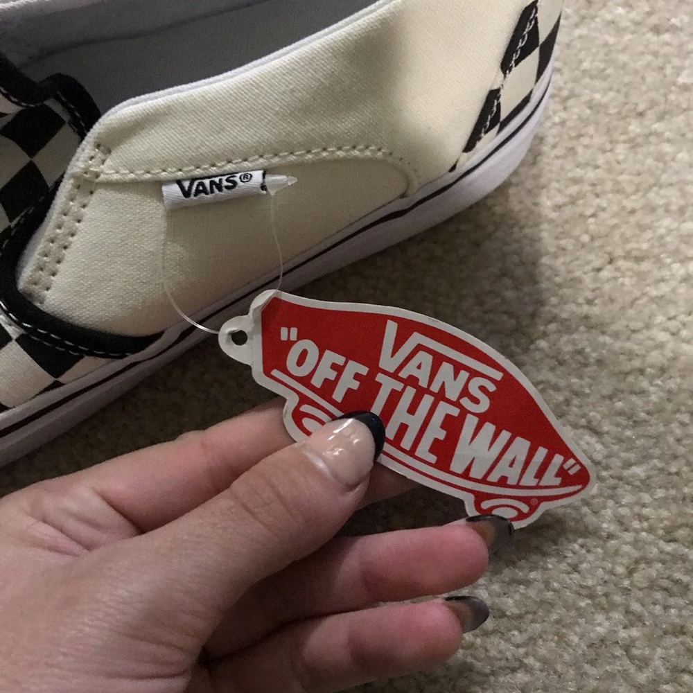 NEW WITH TAGS, black and tan checkerboard vans, womens 9.5, perfect condition